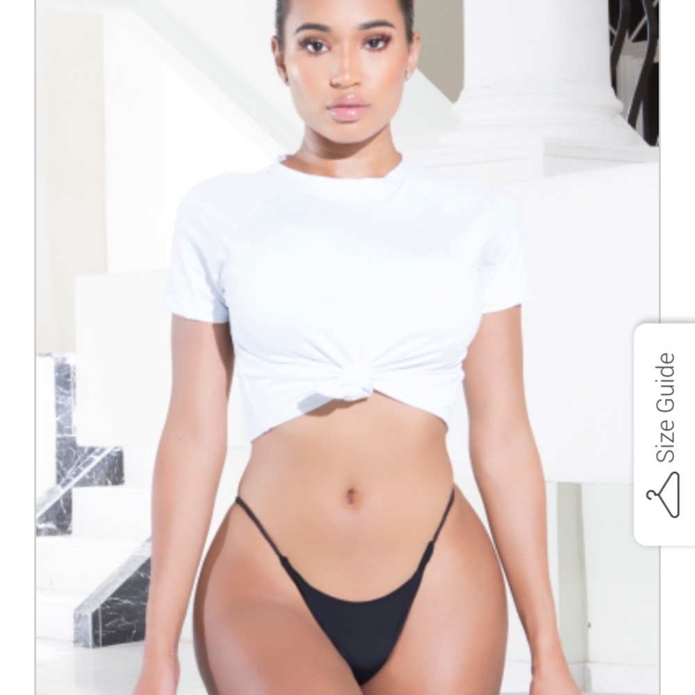 New 2 piece bikini. Black bottom w/ white crop top